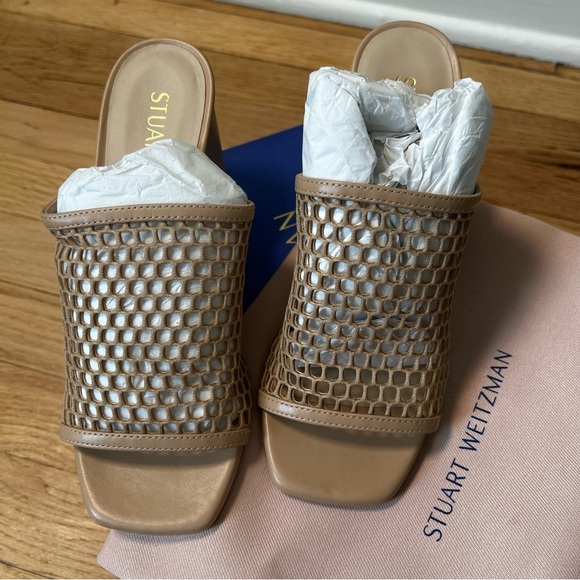 Stuart Weitzman Cayman 85 Block Slide size 6B tan brown - Picture 2 of 10